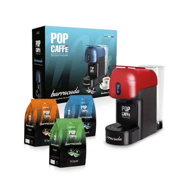 Macchinetta Pop Caffe Barracuda Color Rosso ( 192 Capsule Intenso  )