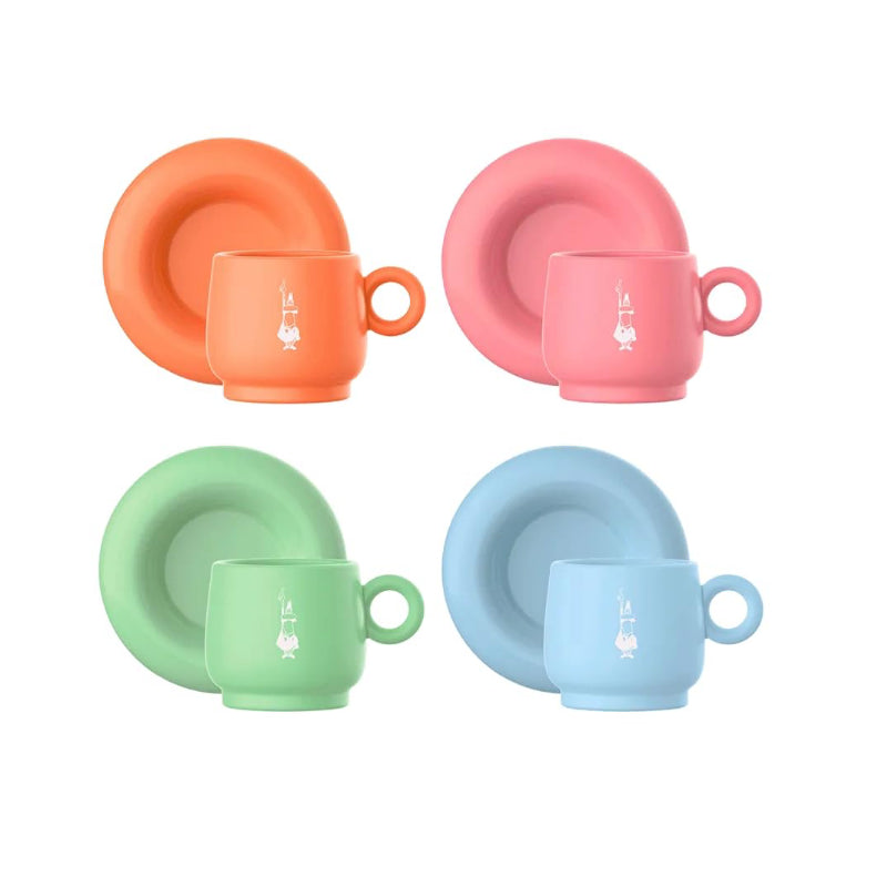 Set 4 tazzine + 4 Piattini Pastello